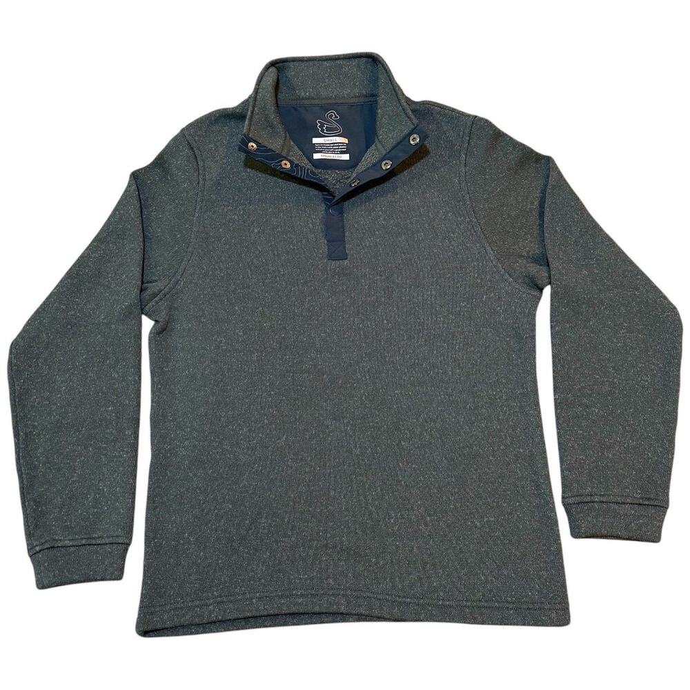 Swannies Men’s SM Golf Charcoal Heather/ Navy Wolff Fleece Pullover Snap Sweater